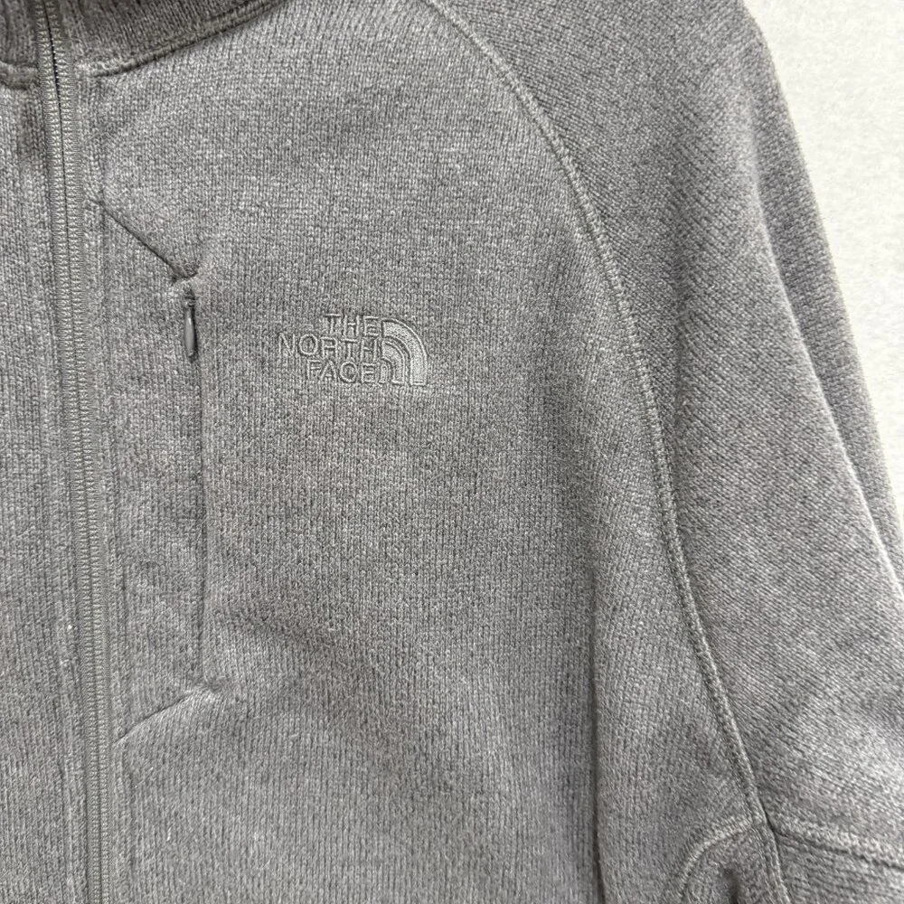 The North Face Jacket Mens Large Gray Full Zip Fleece Chest Pocket Outdoors